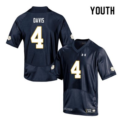 Notre Dame Fighting Irish Youth Avery Davis #4 Navy Under Armour Authentic Stitched College NCAA Football Jersey WZD6899DP